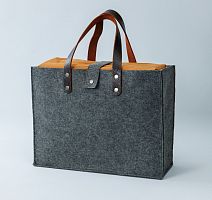 Сумка-пакет из фетра с кожаными ручками 653 серый